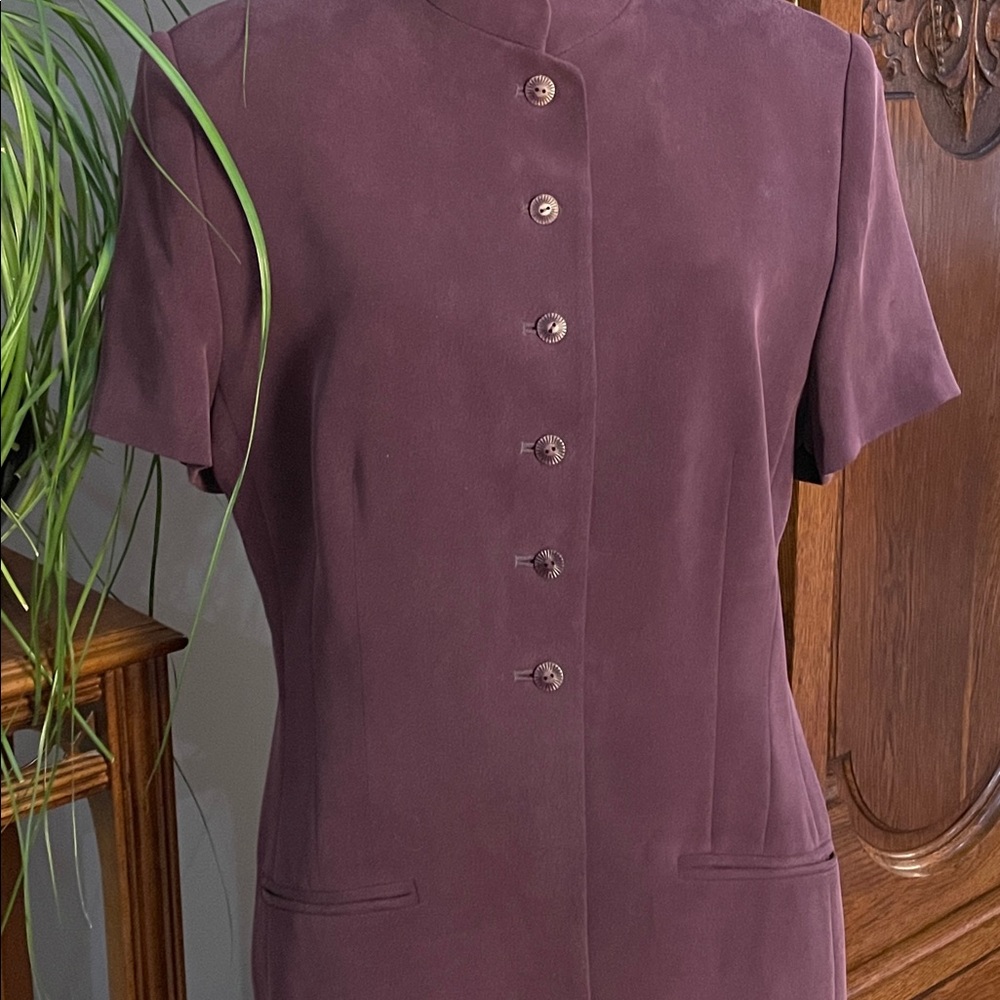 Peter Nygard Jacket, Skirt (Suit) 100% Silk Plum Color